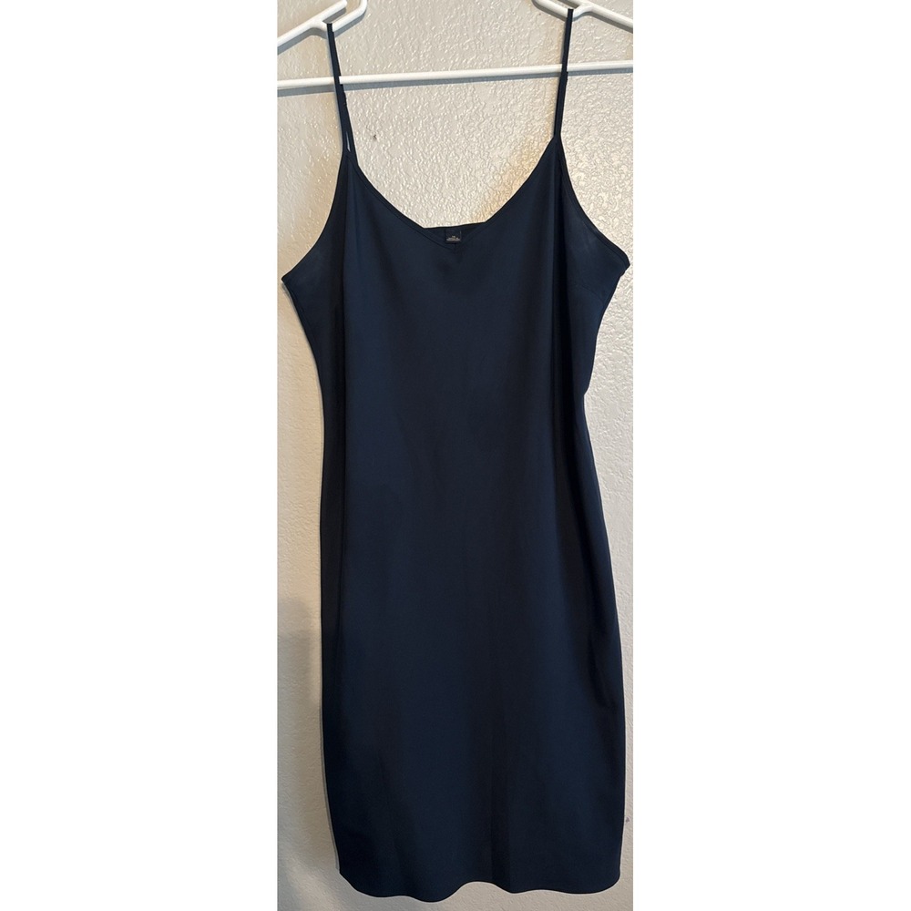 Gap Brand Satin Slip Dress Navy Blue Adjustable Strap V-Neck Size 14 Mini/Midi